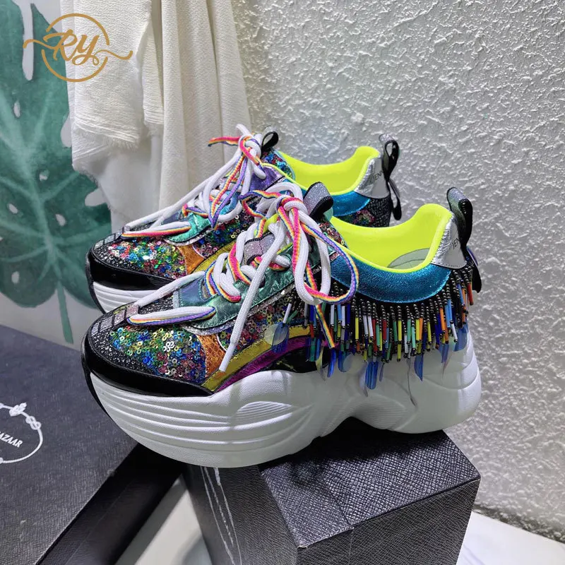 

RY-RELAA Europe station Genuine leather women's shoes 2021 fashion springtime new style platform shoes ins sneakers women tide