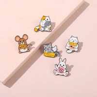 cartoon cheese rat enamel pins cute cat fish mouse bunny classic film and animation brooch badge on clothes for friend gifts