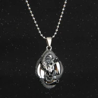 personality vintage silver plated snake skull necklace motorcycle party biker necklace animal jewelry punk men women skull chain