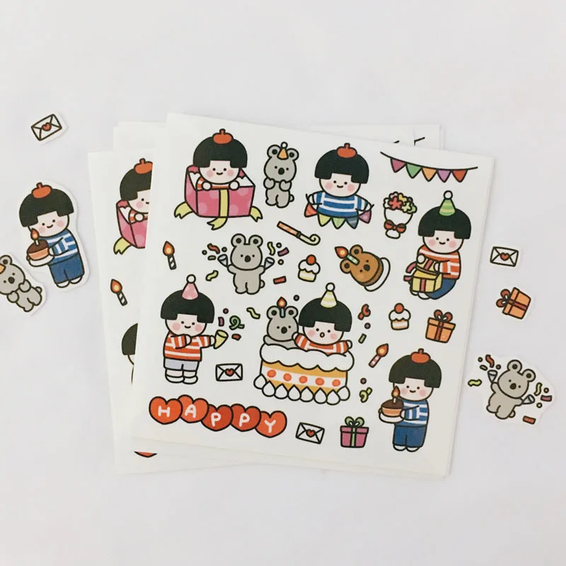 Мультяшные наклейки из ПВХ на день рождения Ins с уплотнением высококачественные