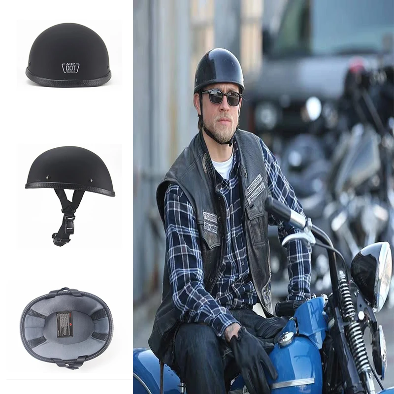 

Safety Helmet Motorcycle Harley Retro Helmet Retro Dumb Black Cap Cool Halef Helmet For Harley Motorcross Half Helmet