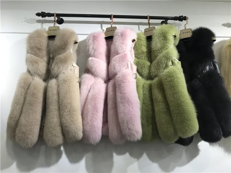 FXFURS жилет из натурального Лисьего меха Длинный жилет из натурального Лисьего меха Зимний жилет с заклепками из натуральной кожи европейские женские куртки