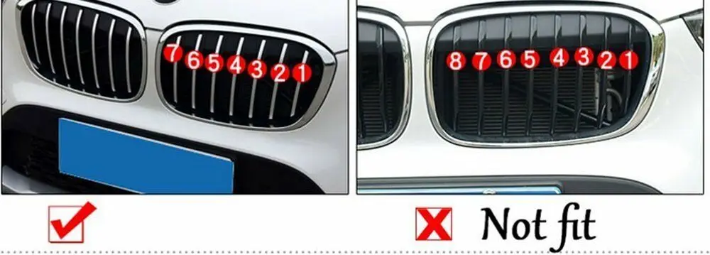 

1 SET 7 Bars 3 Color Front Grill Trim Decoration Stripes for BMW X1 F48 2016-2018 Car Styling Car Accessories
