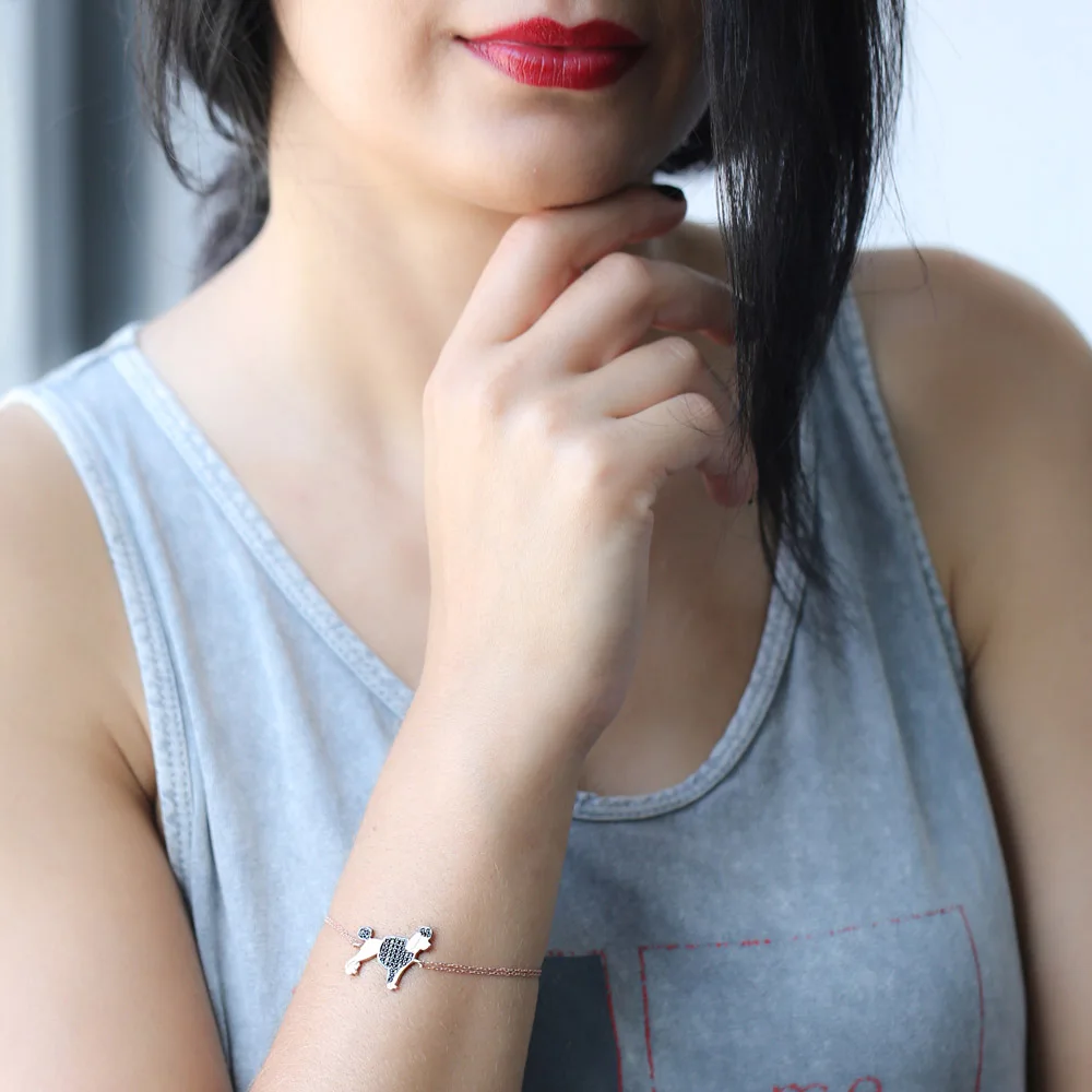 

Petite Poodle Dog Bracelet Silver Dog Poodle Bracelet Handmade SPENTA Jewelry 925 Sterling Silver Jewelry Layering Bracelet