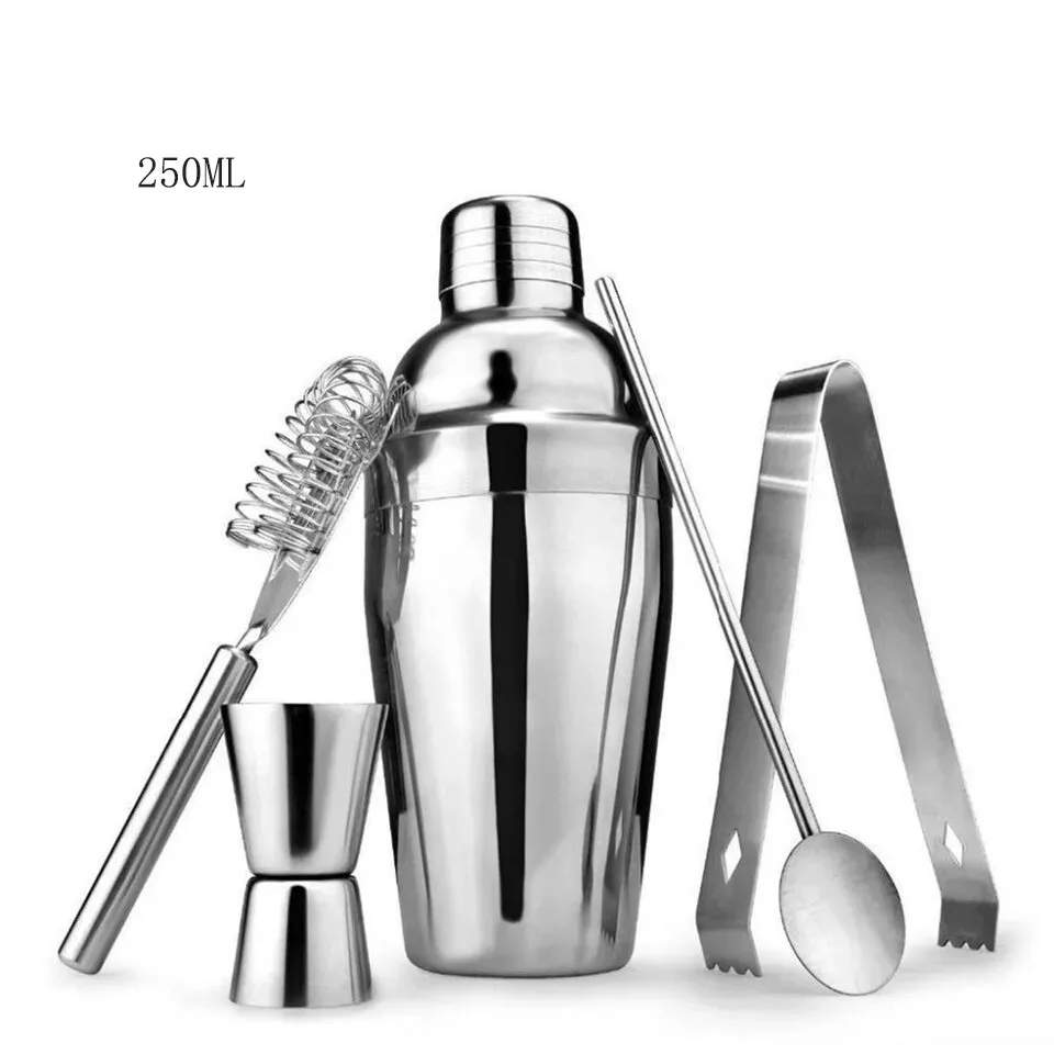 5 Piece Set Stainless Steel Bartender Mixed Drink Cocktail Wine Making Tool Ice Filter Mixer Measuring Cup Clip |