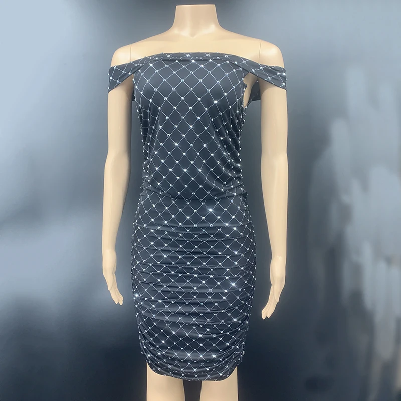 

Black Full Diamond Strapless Dress Nightclub Female Singer Birthday Celebrite Dresses Sexy Stage Costume Party Show Wear DT3011