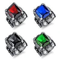 new fashion retro ladies ring inlaid gemstone trend personality hip hop party jewelry gift