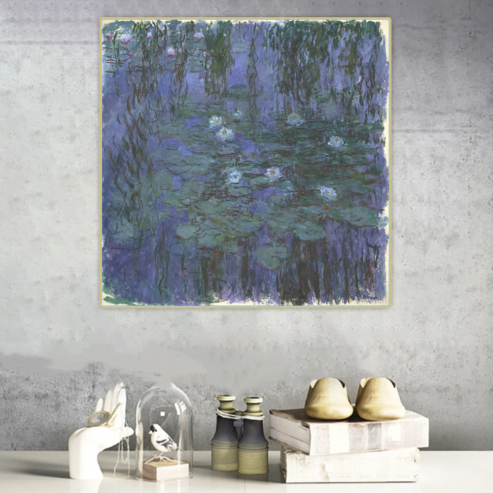 Цитон Клода монета Blue синие Водяные лилии Canvas холст искусство Масляная живопись