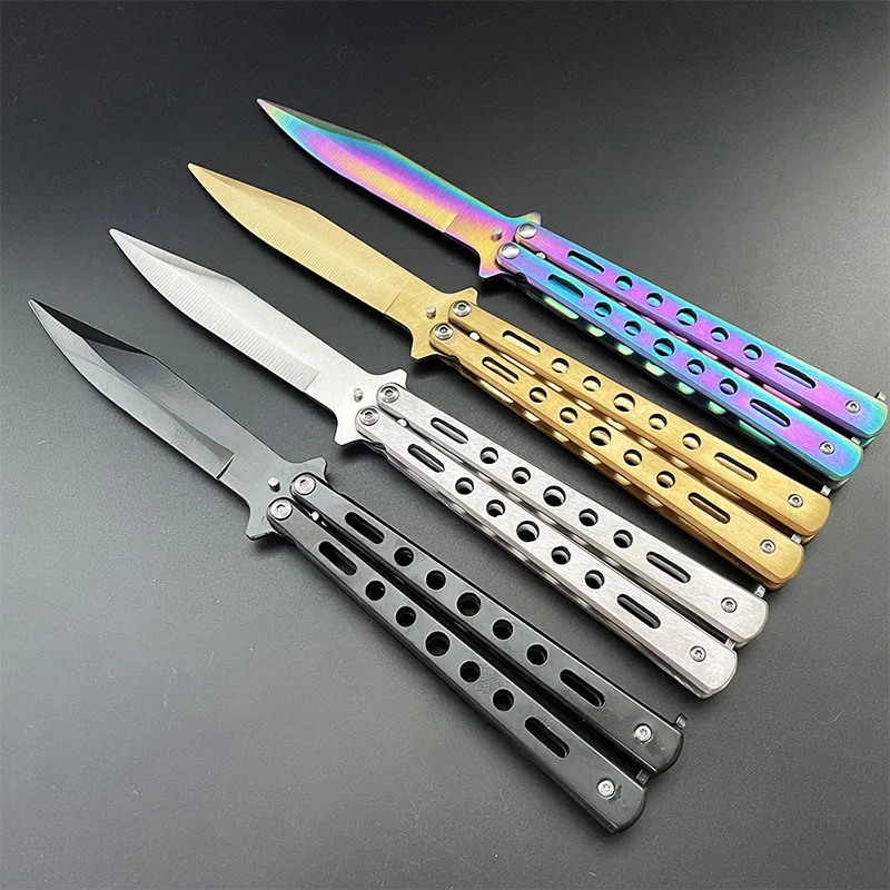 Нож бабочка Подарочный нож стальной складной для тренировок титановый учебный