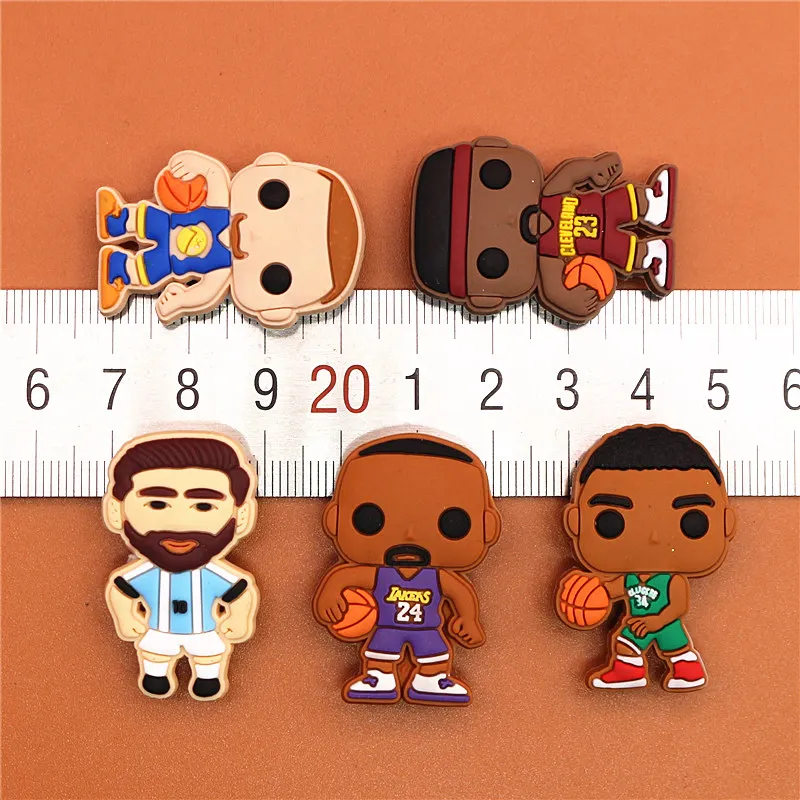 Novel Single Sale Basketball Player Shoe Charms Accessories PVC Football Player Shoe Decoration fit croc jibz Kid's X-mas Gifts