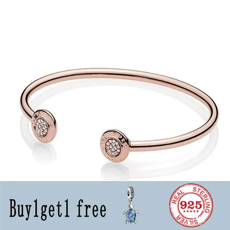 Аутентичные 925 стерлингового серебра розовое золото письмо подпись с украшением