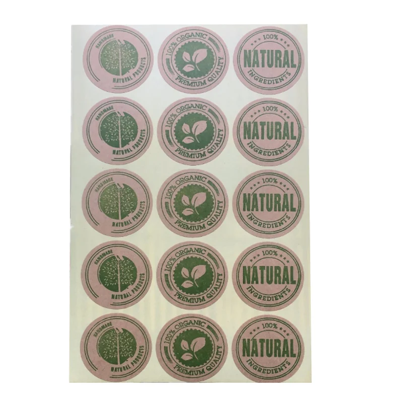 480 шт./компл. &quot100% органическая&quot Крафтовая закругленная наклейка для упаковки