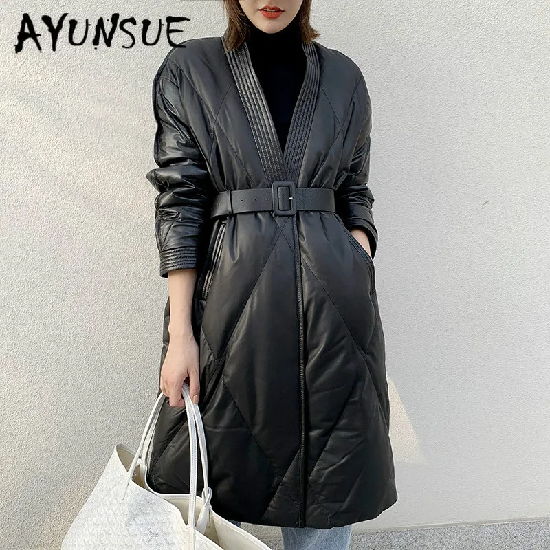 Genuine Leather Jacket Sheepskin Coat Women Clothes 2020 New 90% White Duck Down Winter GGS19D19004 YY2398 | Женская одежда