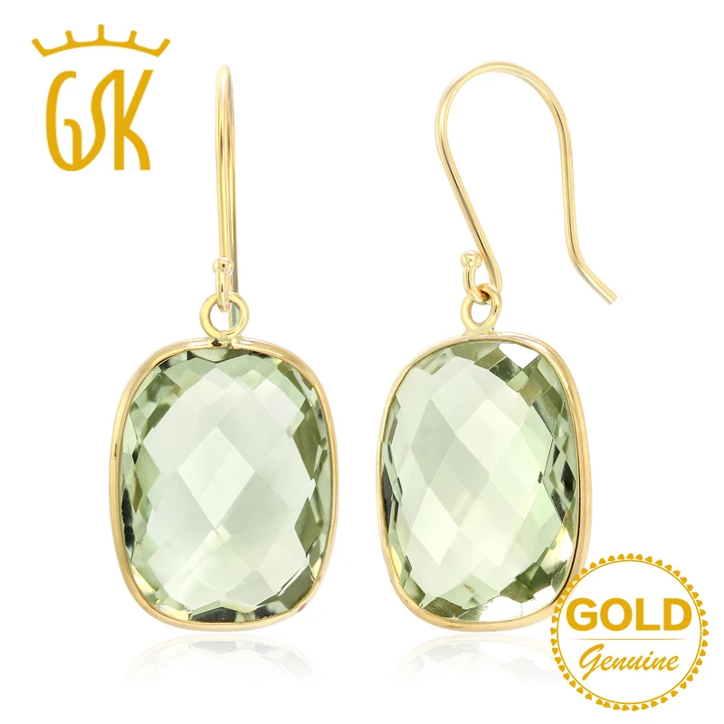 GemStoneKing 18 00 Ct подушка шахматная доска с натуральным зеленым аметистом 14K желтое