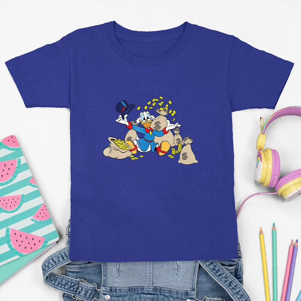 Scrooge-camisetas de Disney para ni&ntilde;os, ropa con estampado de McDuck, moda de verano al aire libre, Unisex, cuello redondo-0