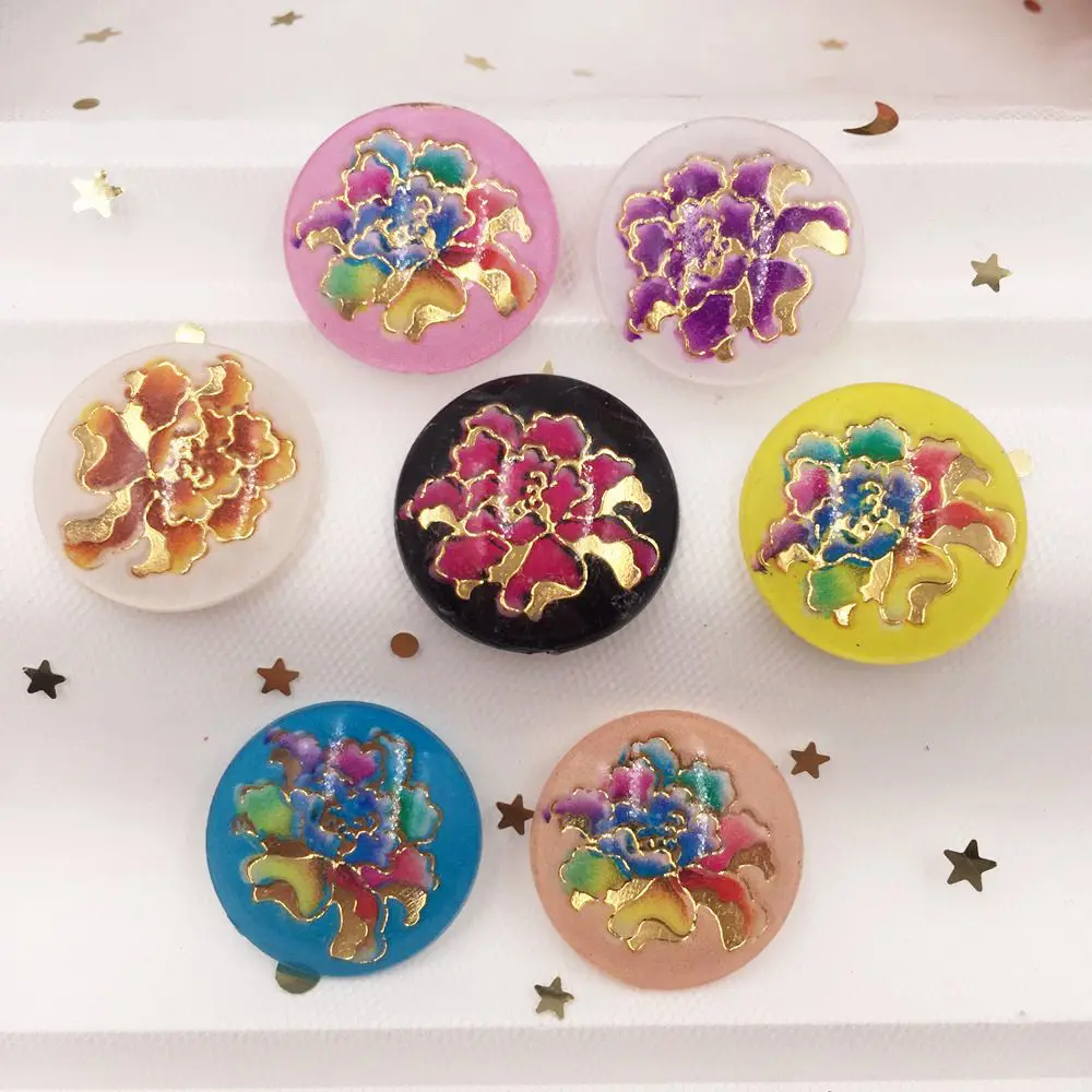 Новинка 10 шт. разноцветные Круглые бусины из полимера 25 мм стразы с плоской