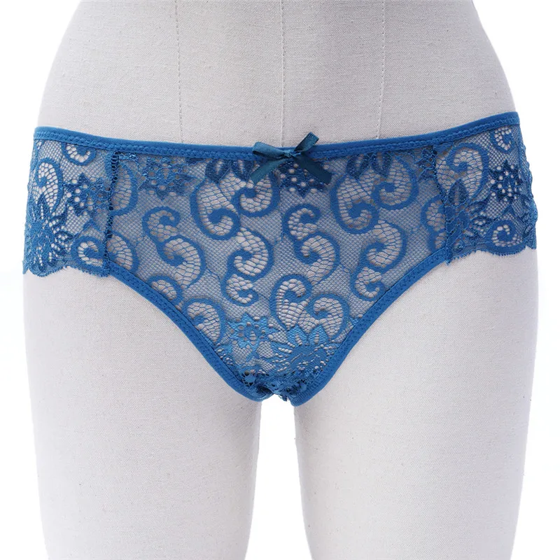 

Women Sexy Full Lace Panties With Big Size,S-XL High-Crotch Transparent Floral Bow Briefs Underwear Culotte Femme