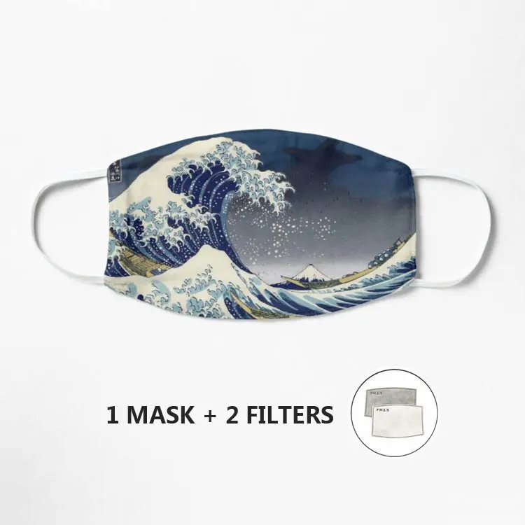 

Ночная маска Great Wave: Kanagawa, хлопковая маска для лица для езды на велосипеде, кемпинга, маска для рта, моющаяся многоразовая маска