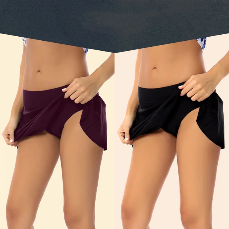 Женский купальник Все в одном однотонный простой юбка с высокой талией жилет