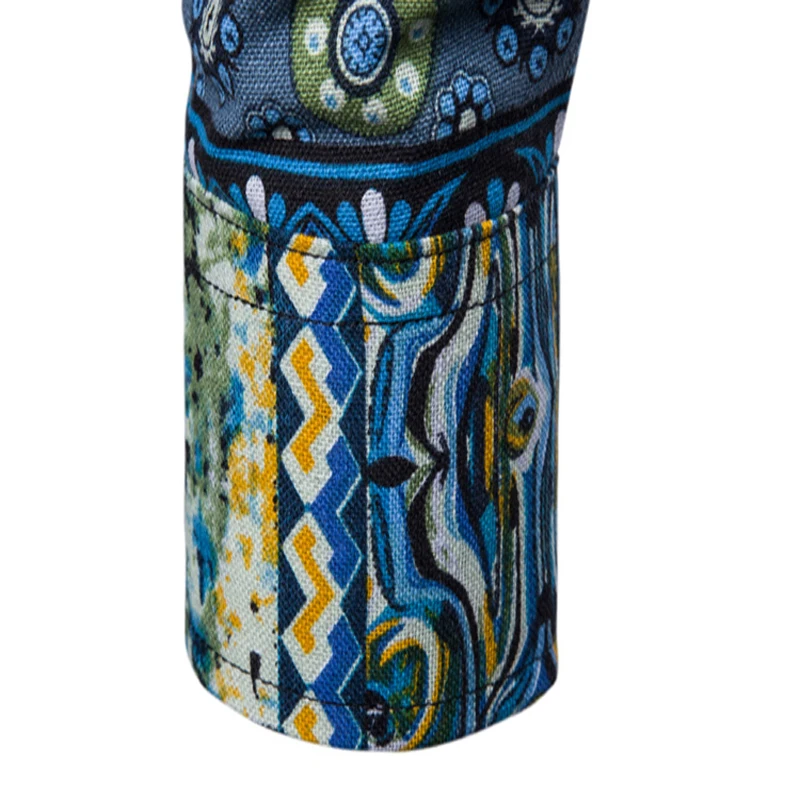 

Bohemian Men's Long Sleeve Shirt Country Style Print Shirt for Man Brand Cotton Turn-down Collar Spring Slim Fit Camisa Hombre