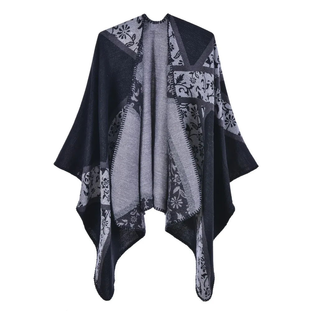 

2020 New Design Korean Double-sided Ladies Shawl Winter Poncho for Women Cashmere Wool Shawl Knitted Warm Cloak Scarf Pashmina