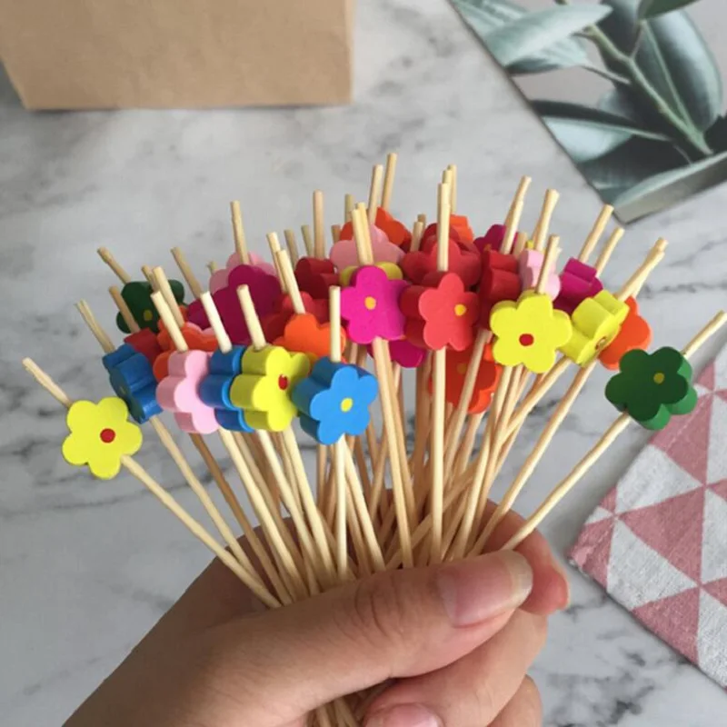 Bamboo pick Cupcake фруктовая вилка 12 см сердце Звездный шар цветок для украшения