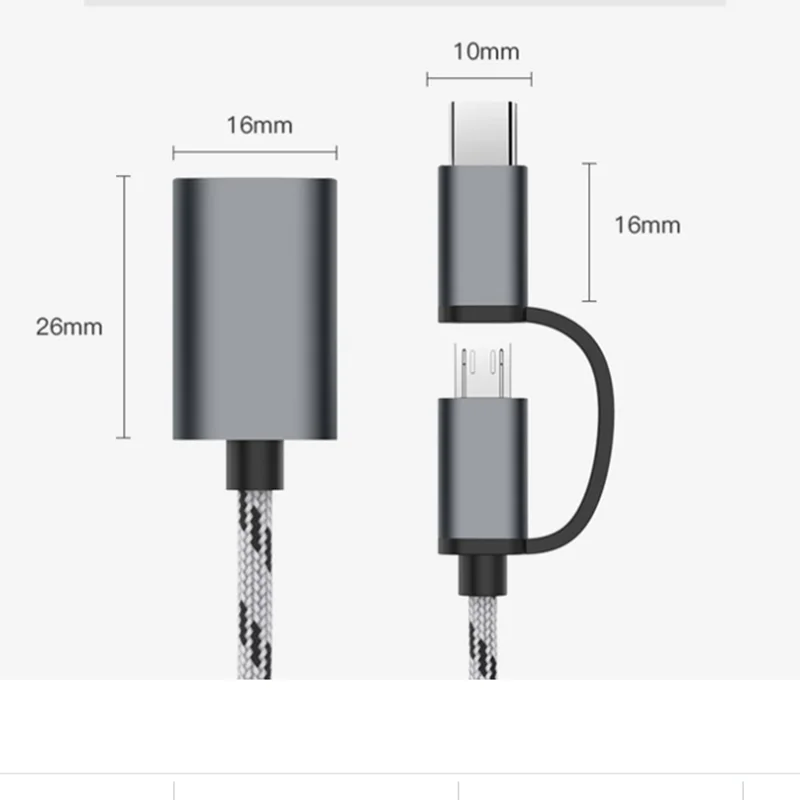

2 In 1 USB 3.0 Adapter Cable Type-C Micro USB To USB 3.0 Interface Charging Cable Line For Cellphone Converter For Cellphone