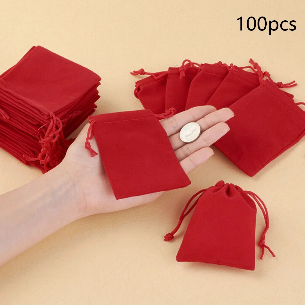 

Wedding Velvet Jewelry Bags Party Favor Gift Pouch Red Decor Decoration