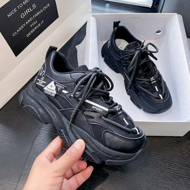 

Chunky Sneakers Women 2021 Thick Bottom Casual Ladies Sport Shoes Breathable Designer Platform Sneakers Women Zapatillas Mujer