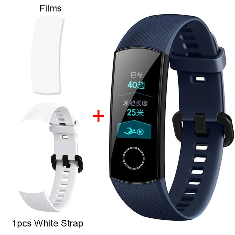 Blue Add White Strap Honor Band 4 Band 5 Смарт-Браслет фитнес-браслет трекер Водонепроницаемый в реальном времени трекер активности носимые устройства(стандарт - Цвет: Blue Add White Strap