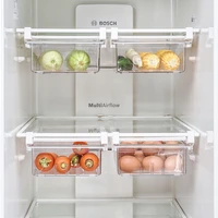 kitchen refrigerator transparent organizer bin fresh vegetables fruits and eggs drawer basket fresh compartment storage rack