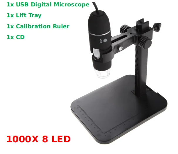 1000X 1600X 8 светодиодов электронный цифровой микроскоп Ручной Лупа камера USB интерфейс электронный микроскоп+ металлический кронштейн Подставка - Цвет: 1000X