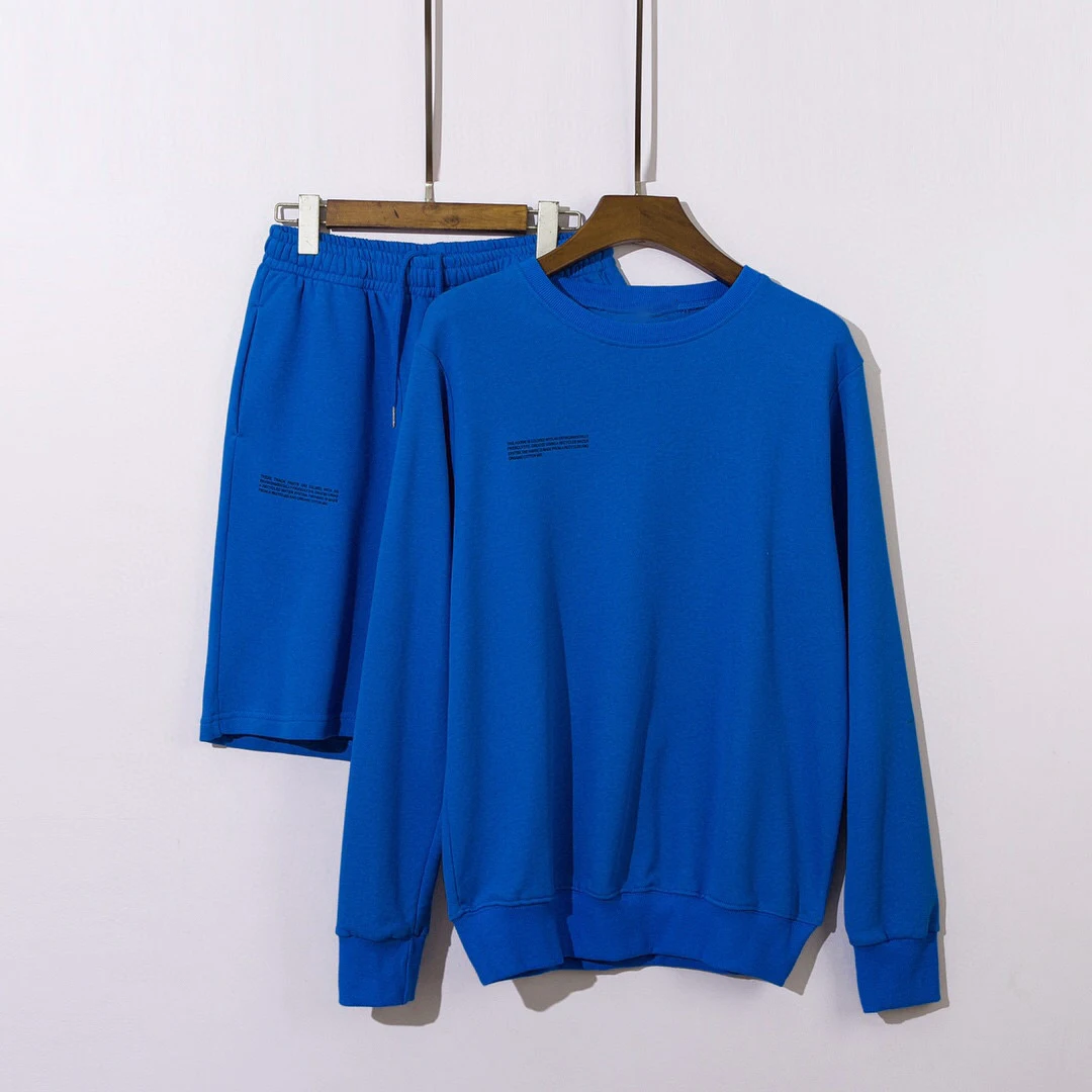 Спортивный костюм для пар мужской/женский Свободный свитшот и длинные шорты