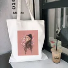 Повседневная модная Новый сумка через плечо Ариана Гранде, холщовые сумки через плечо с мультяшным принтом, сумка в стиле Харадзюку, Ulzzang, женская сумка, кошелек