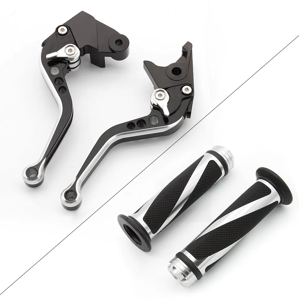 Silver Levers--Grips Для Triumph 675 STREET TRIPLE 2008- короткая алюминиевая смесь цвет регулируемый мотоцикл тормозной рычаг сцепления и ручки - Цвет: Silver Levers--Grips
