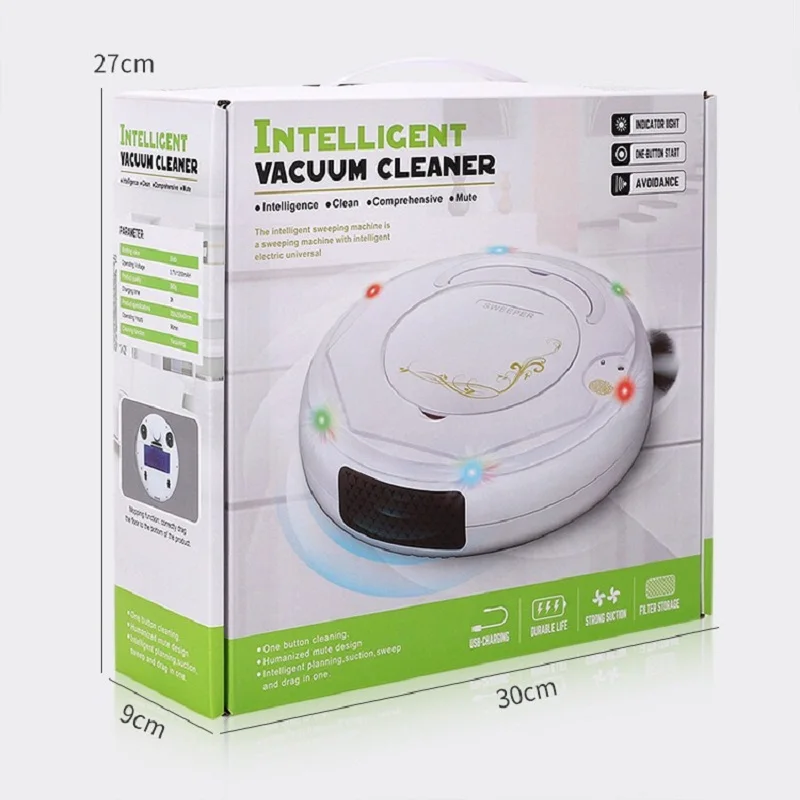 

Wireless Home Vacuum Cleaner Robot With Light Cleaning Robot Broom without Cable Scrubber Floor Mop USB Charge Wet and Dry