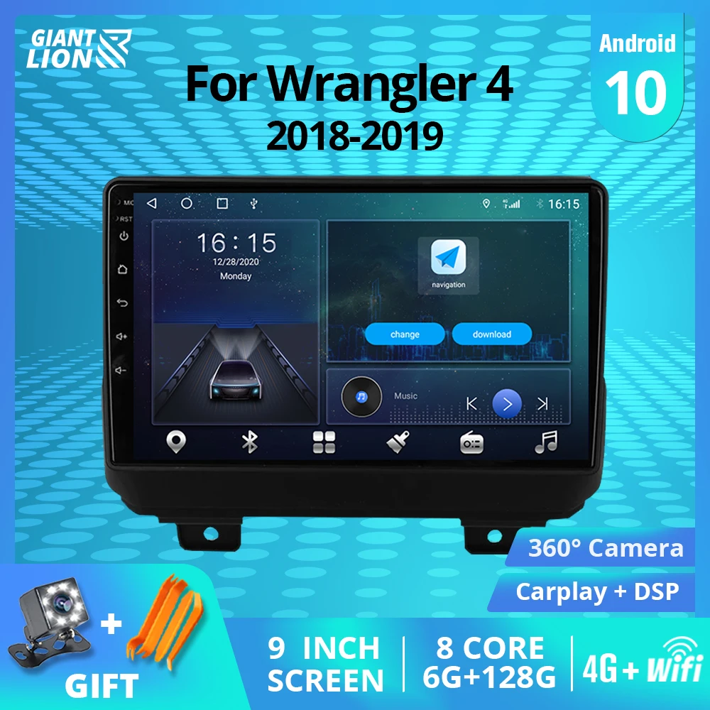 Автомагнитола Tiebro 2 Din для Jeep Wrangler 4 JL 2018 2019 Carplay автомобильная стереосистема Android 128