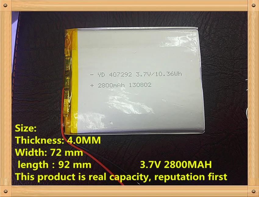 Free shipping! 3.7V 2800mah 407292 Polymer Lithium Li-Po Rechargeable Battery For GPS DVD PAD e-book tablet pc power bank | Электроника