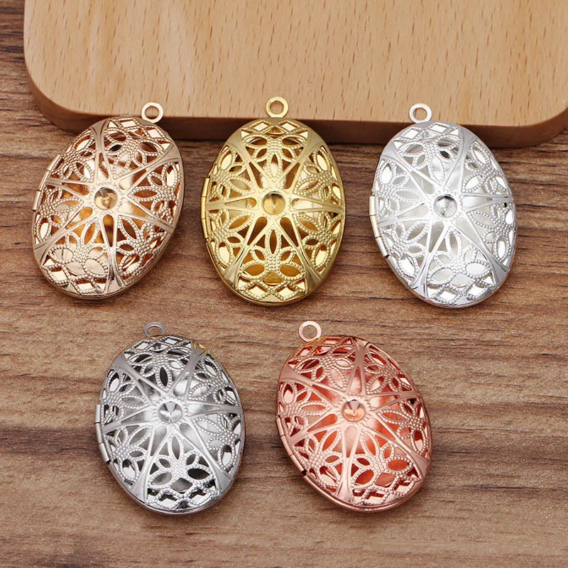 

10 шт. овальная металлическая филигрань диффузор для эфирных масел для аромотерапии духи кулон с фото с покрытием разноцветным ювелирные изделия аксессуары