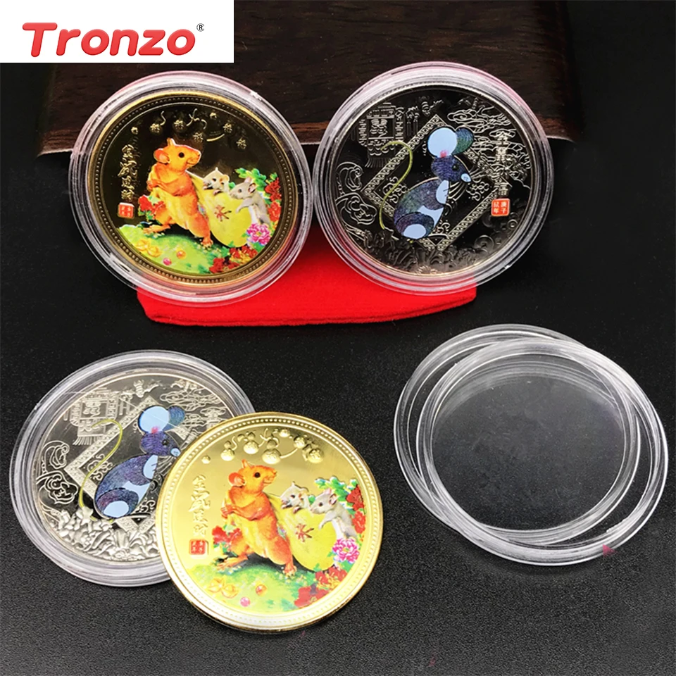 

Tronzo Symbol Of 2020 Rat New Year Gift Mouse Rat Commemorative Coin Collection Coins Gold Plated Good Lucky Gift Decoration