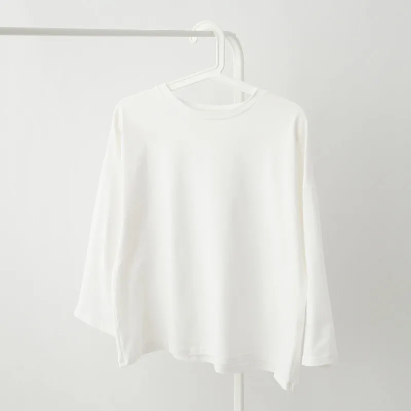 

New ladies solid color dress long sleeve spring and autumn thin T-shirt gray