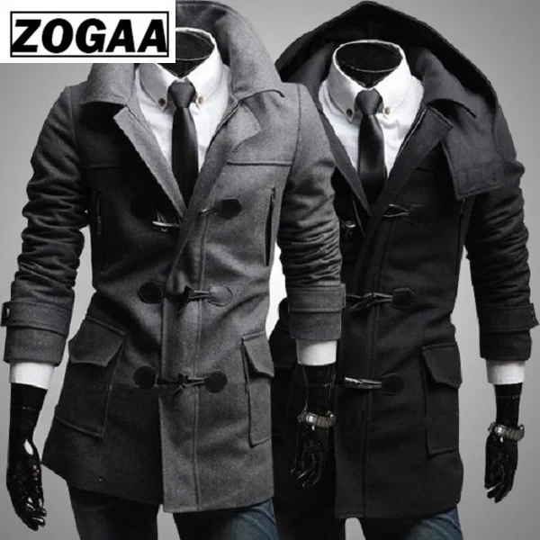 Серая Съемная шляпа модная мужская повседневная крутая куртка средней длины на