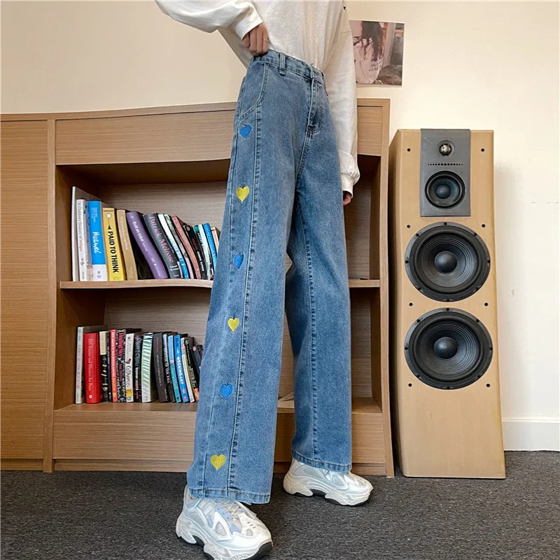 

Woman Jeans High Waist Clothes Wide Leg Denim Clothing Blue Streetwear Vintage Quality 2021 Fashion Harajuku Straight Pants