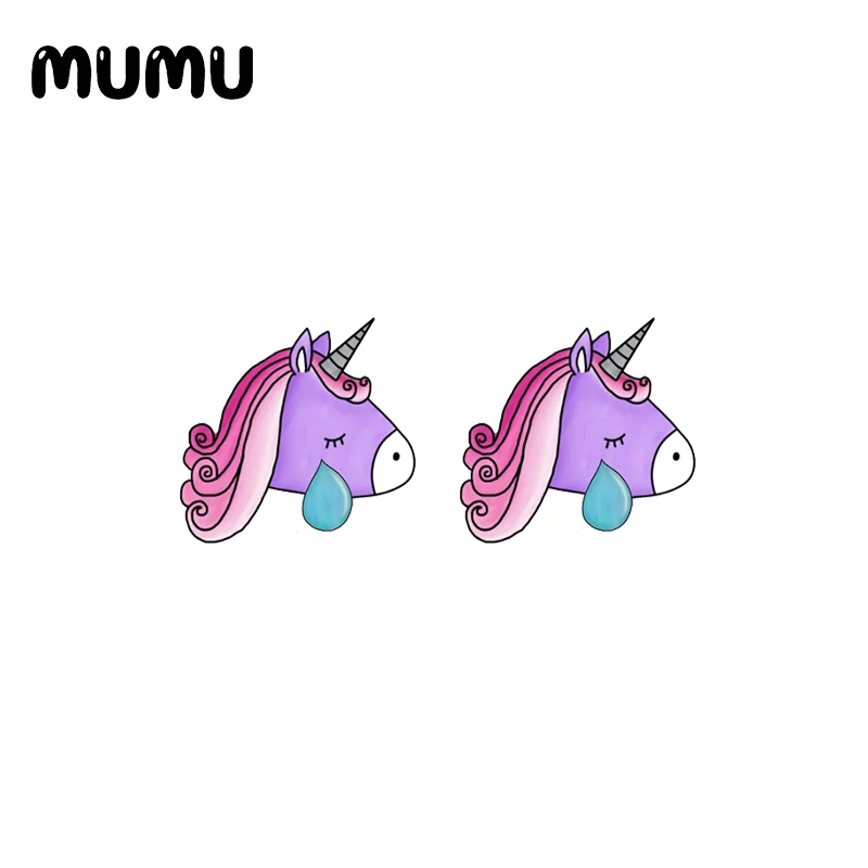 2020 новые серьги-гвоздики грустный ЕДИНОРОГ розовый бант акриловые серьги