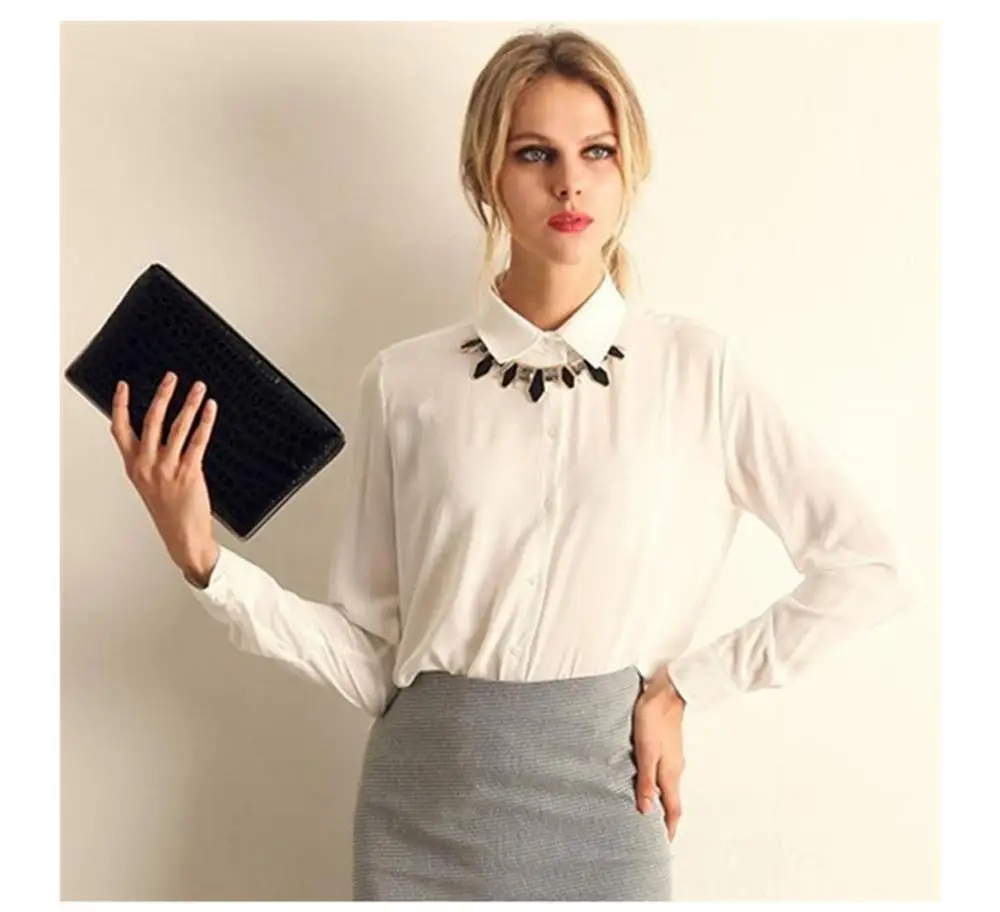 2019 новая весенняя Летняя женская шифоновая рубашка с длинным рукавом блуза