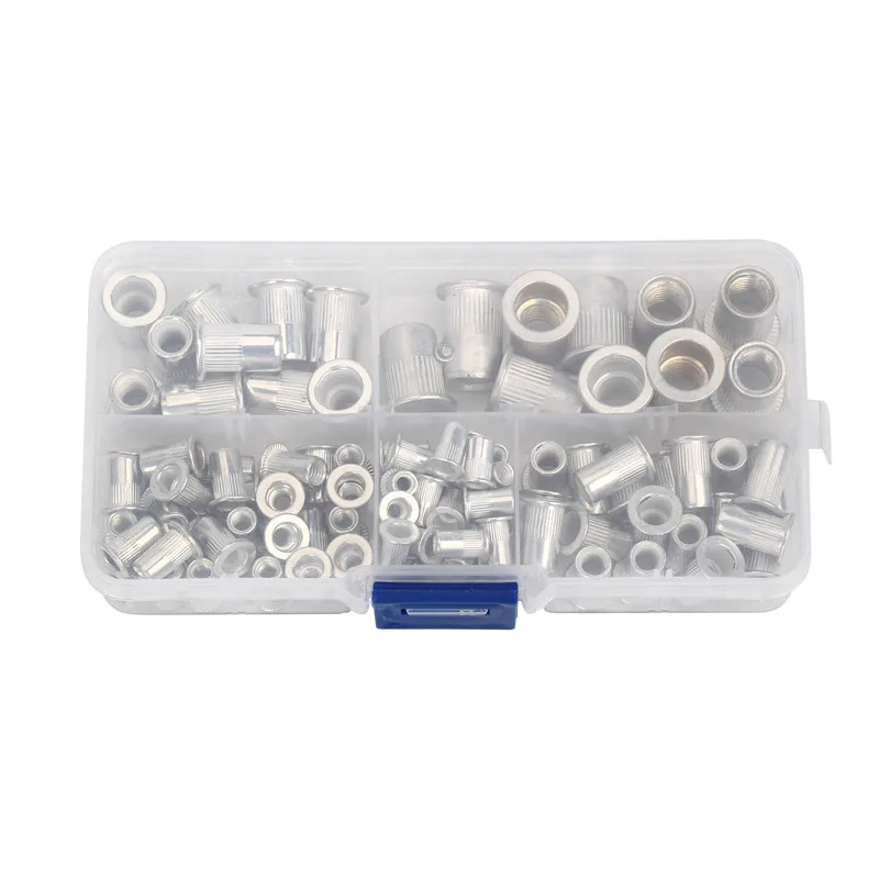 

100Pcs Aluminum Flat Head Rivet Nuts Set M3 M4 M5 M6 M8 Rivet Nuts Insert Rivets Mix Size Premium Automatic Rivet Tool Set