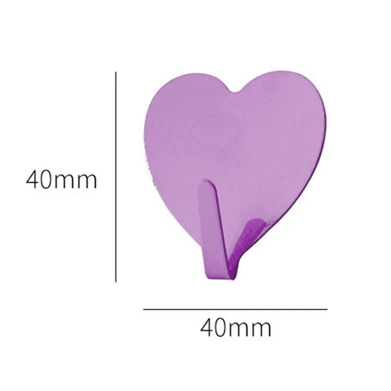

1pc Cute Heart Shape Hooks Self Adhesive Hooks Steel Strong Sticky Wall Door Hang Kithcen Bathroom Storage Organizer