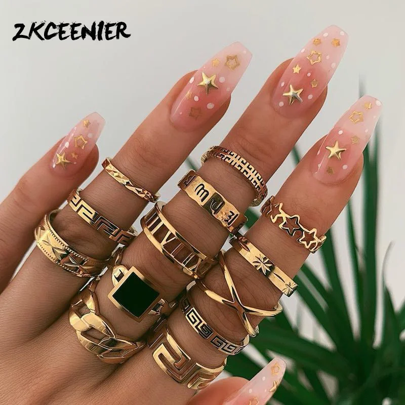 Набор Колец золотого бренда кольца с кристаллами в форме соединения