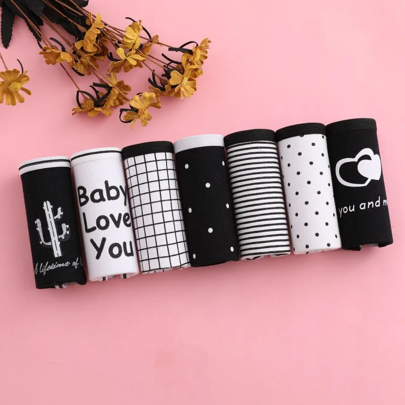 

7Pcs Women's Cotton Panties Underwear Printed Briefs For Women Sexy Lingerie Cartoon Girls Underpanties Shorts Female Underwear