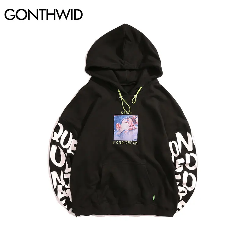 GONTHWID Fond Dream граффити графический принт мужские свитера и толстовки Harajuku Хип Хоп
